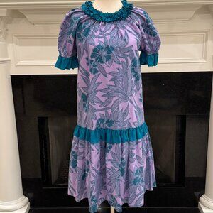 🌺 Hilo Hattie Purple Floral Hawaiian Ruffle Dress – Size 8 (Made in Hawaii)